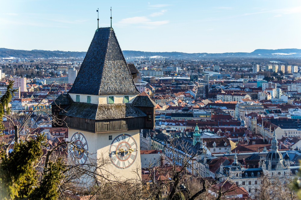?sterreich, Steiermark, Graz, Uhrturm / Erwin Wodicka - wodicka@aon.at Der Uhrturm ist das Wahrzeichen der Stadt Graz. Landeshauptstadt der Steiermark in ?sterreich