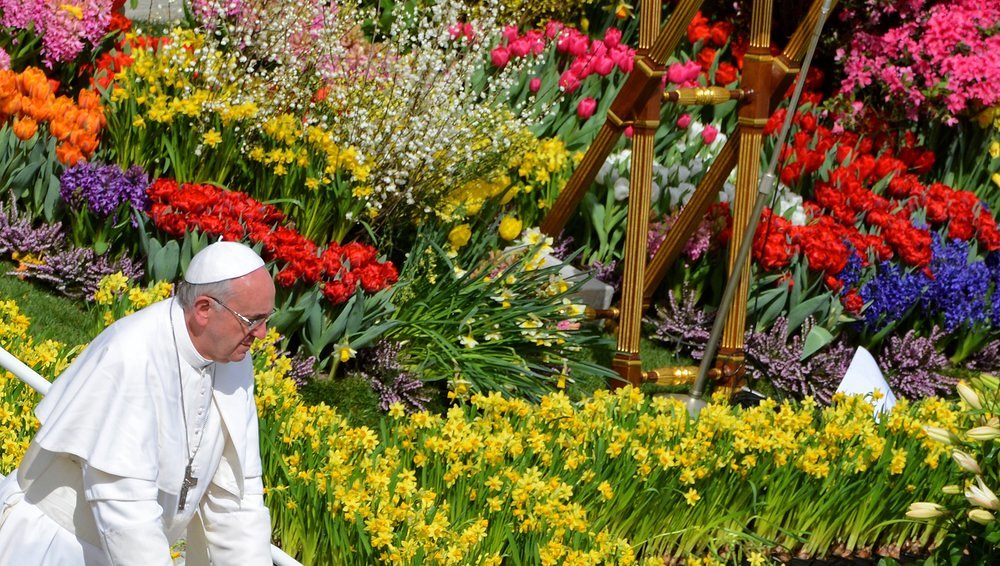 Papst mit Blumen / KNA-Bild / Harald Oppitz Papst hat Blick auf die Schöpfung nachhaltig verändert